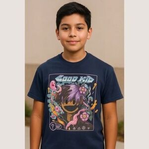 GOOD KID Graphic Tee – Navy • Size Small (Gildan Heavy Cotton)